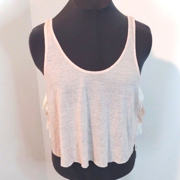 Free People Ballet Crop top with Lace Ruffle Trip NWT - Picture 1 of 5
